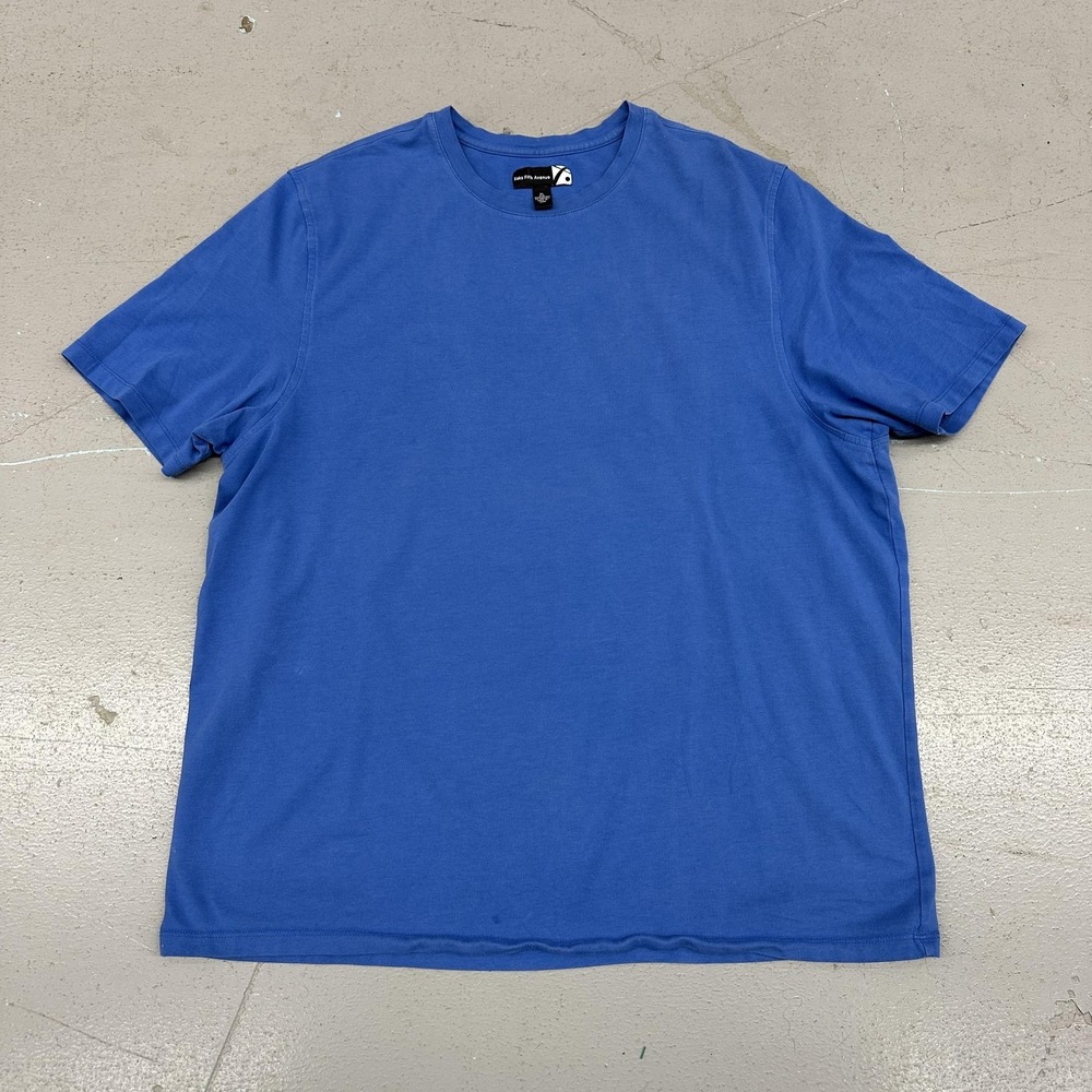 Saks Fifth Avenue Shirt Mens XL Blue Solid Crewneck Cotton Tee Casual Peru